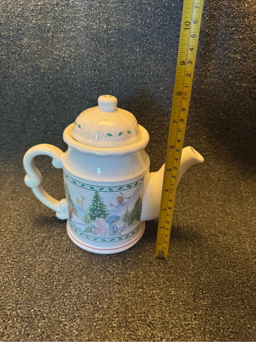 Vintage 1994 Precious Moments Christmas Winter Scene Teapot w/ Lid - Retired - Picture 3 of 13